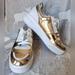 Michael Kors Shoes | Michael Kors Gold And White Leather Sneakers | Color: Gold/White | Size: 11