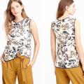 J. Crew Tops | J. Crew Gold Foil Leaf Shell Woven Sleeveless Top | Color: Cream/Gold | Size: 0