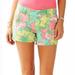 Lilly Pulitzer Shorts | Lilly Pulitzer Hibiscus Print The Callahan Short L14 | Color: Green/Pink | Size: 00
