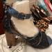 Anthropologie Shoes | Midnight Azure Blue Glittering Ankle Strap Stack 3.5” Heels 9.5 | Color: Blue/Silver | Size: 9.5