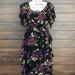 Jessica Simpson Dresses | Maternity Ruffled Floral-Print Midi Dress | Color: Black/Purple | Size: Lm