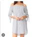 Madewell Dresses | Madewell ~ Stripe Off The Shoulder Shift Dress Sz L | Color: Blue/White | Size: L