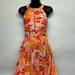 Anthropologie Dresses | Anthropologie Able The Label High Collar Open Back Flowy Slit Maxi Dress Medium | Color: Orange/Pink | Size: M