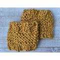 Knit Boot Cuffs, Chunky Hand Knitted Toppers, Mustard Yellow, Short Leg Warmers, Warm Winter Accessories, Teens, Women's Gift