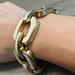 Coach Jewelry | Coach Signature Cc Chunky White Enamel Clasp Link Bracelet | Color: Gold/White | Size: Os
