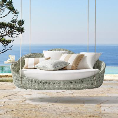 Coraline Hanging Daybed with Cushions in Seasalt Finish - Quick Dry, Black - Frontgate