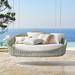 Coraline Hanging Daybed with Cushions in Seasalt Finish - Sailcloth Air Blue, Quick Dry - Frontgate