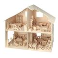 Wooden Dolls House Includes Furniture Flat Pack Plywood Self Assembly Ideal Fairy House Unpainted