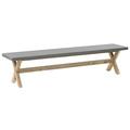 Outdoor Garden Bench Fibre Concrete Top Wooden Legs 3 People Capacity Grey Olbia