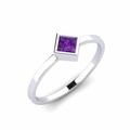 2.2 Ct Princess Cut Amethyst Purple Diamond Solitaire Bezel Set Wedding Engagement Ring for Women, Girl's and Teens in 925 Sterling Silver White Gold Finish (Z)
