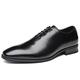 New Oxford Shoes for Men Lace Up Black Round Burnished Toe Genuine Leather Slip Resistant Block Heel Low Top Anti-Slip Non Slip Prom (Color : Black, Size : 7 UK)