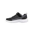 Skechers Boy's Go Run 650 Norvo Sneaker, Black Gray Textile Black Synthetic Silver, 1.5 UK