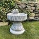 DGS STATUES – Stone Cast, Round Decorative Birdbath/Feeder with Sitting Frog, Hand Finished, Statue, Sculpture