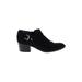 Unisa Ankle Boots: Slip On Chunky Heel Casual Black Solid Shoes - Women's Size 6 1/2 - Round Toe