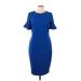 Calvin Klein Casual Dress - Sheath Crew Neck Short sleeves: Blue Solid Dresses - Women's Size 12