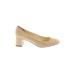 Bettye Muller Heels: Slip On Chunky Heel Classic Tan Print Shoes - Women's Size 38.5 - Almond Toe