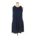 24/7 Maurices Casual Dress - Mini Crew Neck Sleeveless: Blue Solid Dresses - Women's Size X-Large