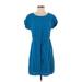 Old Navy Casual Dress - Mini Scoop Neck Short sleeves: Blue Solid Dresses - Women's Size Small