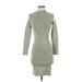 Alice + Olivia Casual Dress - Sweater Dress High Neck Long sleeves: Green Print Dresses - New - Women's Size X-Small