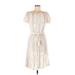 Michael Stars Casual Dress - A-Line Boatneck Short sleeves: Ivory Stripes Dresses - Women's Size Medium