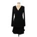 Shein Casual Dress V Neck Long sleeves: Black Solid Dresses - Women's Size 8