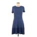 Gap Casual Dress - A-Line Crew Neck Short sleeves: Blue Dresses - Women's Size Medium