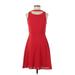 JOA Casual Dress - Party Crew Neck Sleeveless: Red Print Dresses - Women's Size Small