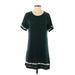 Umgee Casual Dress - Shift Scoop Neck Short sleeves: Teal Dresses - Women's Size Small