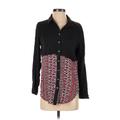 Free People Long Sleeve Button Down Shirt: Black Paisley Tops - Women's Size Small - Paisley Wash
