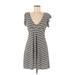 Wild Fable Casual Dress - Mini V Neck Short sleeves: Gray Print Dresses - Women's Size Medium