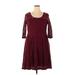 Lane Bryant Cocktail Dress - A-Line Scoop Neck 3/4 sleeves: Burgundy Solid Dresses - Women's Size 18 Plus