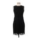 Nanette Lepore Casual Dress - Sheath Crew Neck Sleeveless: Black Solid Dresses - Women's Size 2