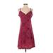 Express Casual Dress - Mini V-Neck Sleeveless: Burgundy Dresses - Women's Size 4