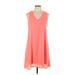 Ya Los Angeles Casual Dress - A-Line V-Neck Sleeveless: Orange Print Dresses - Women's Size Large