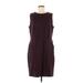 Talbots Casual Dress - Sheath: Burgundy Houndstooth Dresses - Women's Size 14 Petite