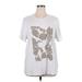 Express Short Sleeve T-Shirt: Ivory Paint Splatter Print Tops - Women's Size X-Large