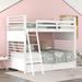 Twin over Twin Wood Bunk Bed with Two Drawers, Solid Construction, White