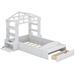 Latitude Run® Miriel Twin Size House Bed w/ Bench, Socket & Shelves Wood in White | 51.2 H x 58.9 W x 90.6 D in | Wayfair