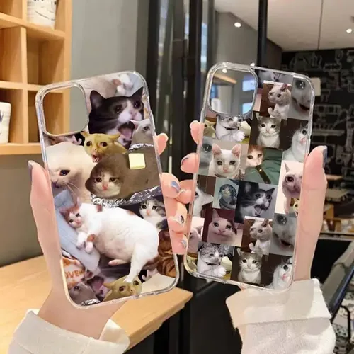Lustige weinende Katze Memes Handy hülle für iPhone 11 12 Mini 13 14 Pro xs max x 8 7 6s plus 5 se