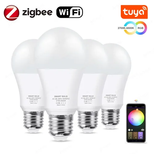 Tuya Wifi Smart Glühbirnen RGB WW CW 15W 18W E27 ZigBee LED Glühbirne Smart Home Tuya ZigBee Lampe