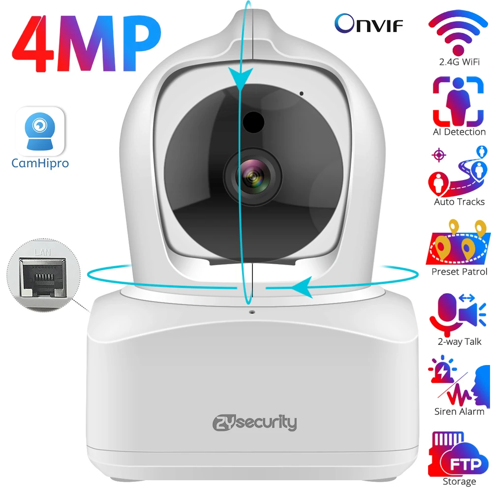 4mp wifi ip kamera indoor smart home sicherheit auto tracking ptz dome kamera mit lan ir nachtsicht drahtlose baby kamera camhi Image