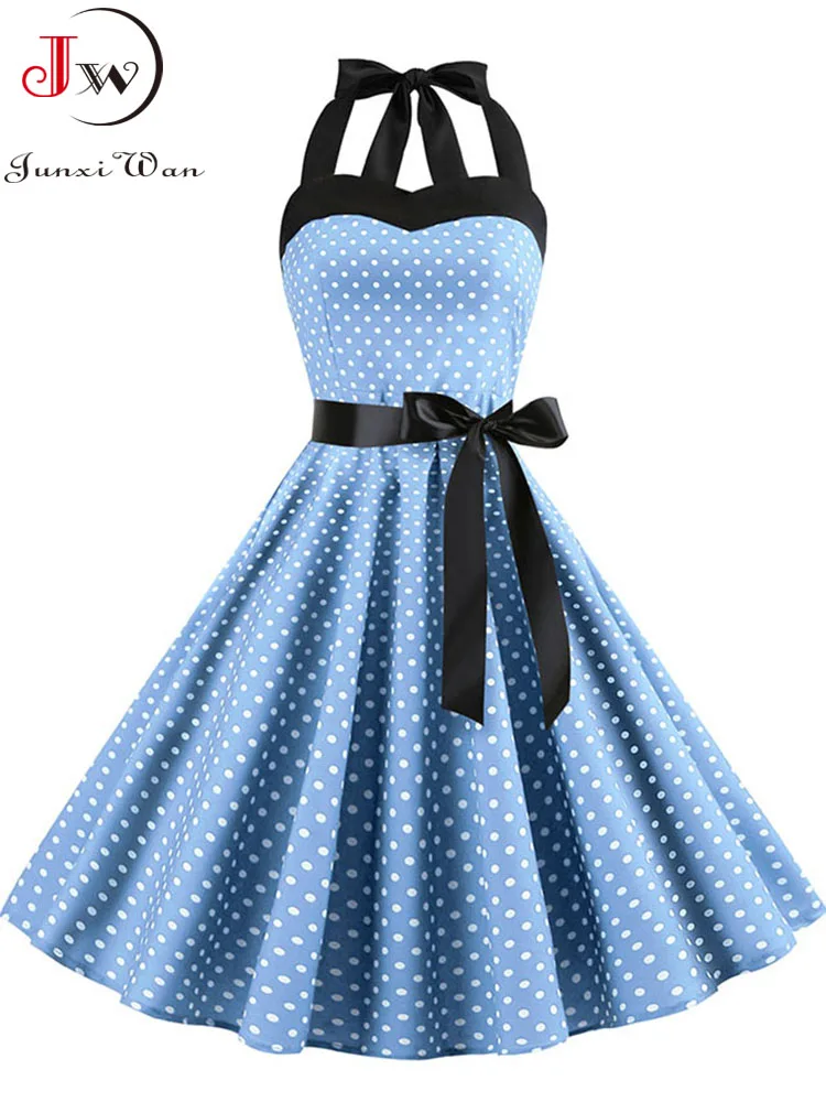 Y2K Polka Dot Halter Vintage Kleid 50s 60s Gothic Pin Up Rockabilly Kleid Robe Femme Sexy Retro Party kleid