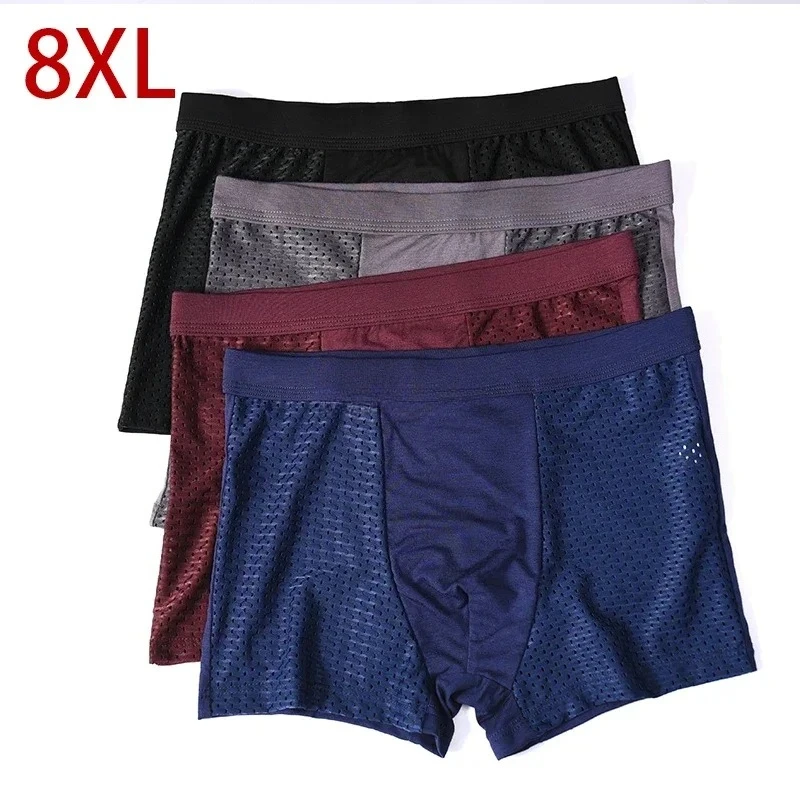 8xl plus Banboo Faser Männer Unterwäsche männliche Boxer feste Höschen Shorts Männer Unterhosen atmungsaktive intime Mann Boxer 4 stücke Image