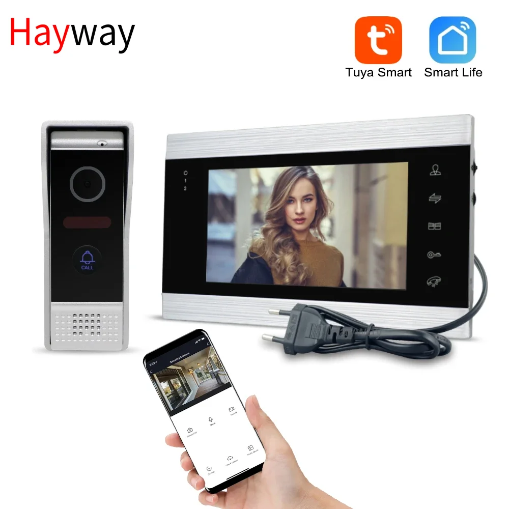 Hayway 720p video tür telefon home intercom system drahtloses wifi tuya smart video türklingel 7 zoll mit kabel gebundener video intercom Image