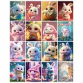 Peintures acryliques de lapins mignons bricolage photo personnalisé peinture par numéros peinture