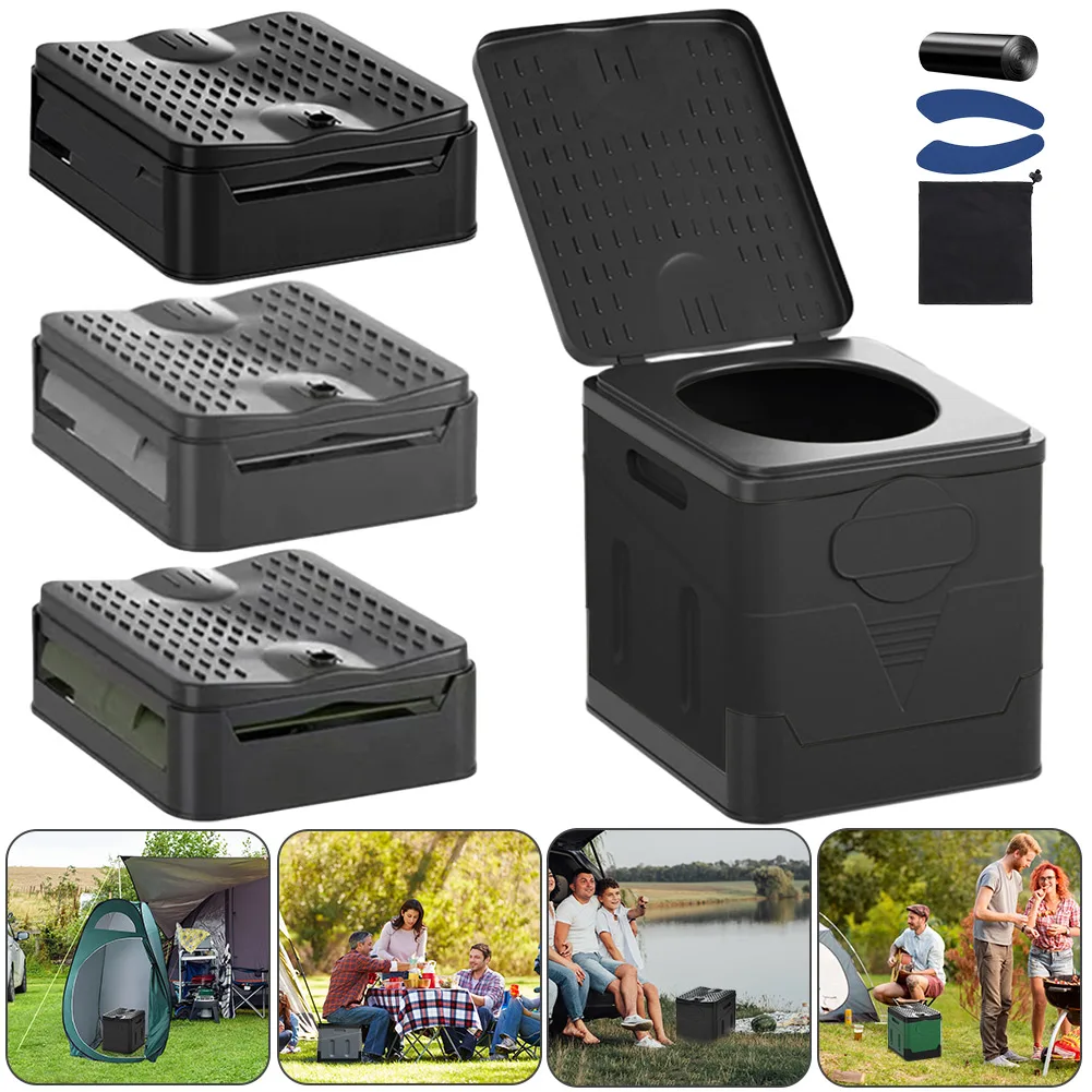 Tragbare Klapptoilette für Outdoor-Camping, Töpfchen für Erwachsene, Kinder, Abdeckungsdesign, Sitztoilette, wiederverwendbare Toilette für Picknick, Auto, Reisen Image