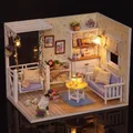 Kitten Mini Doll House Model Building Assembled House Home Kit Creative Room Bedroom Decoration with