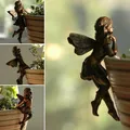 Mini Girl Hanging Cup Garden Pot Ornaments Resin Fairy Combination Flower Basket Edge Decor for