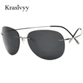 Krasivyy Rimless Polarized Sunglasses Men Pure Titanium Ultralight Oval Women Driving Sun Glasses