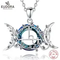 Eudora 925 Sterling Silver Lilith Moon Necklace Vintage Demon Lilith Sigil Amulet Pendant Austrian